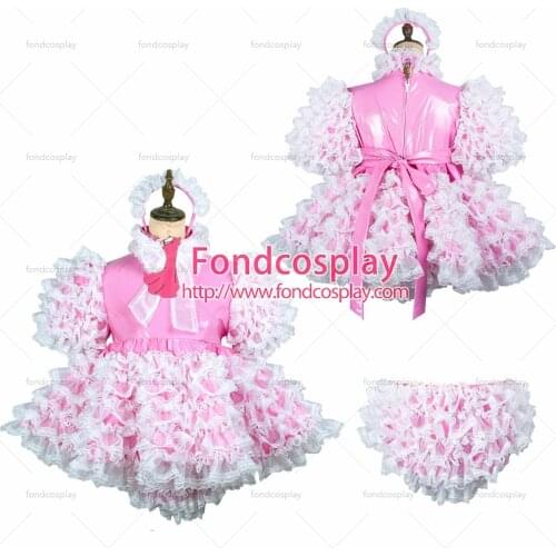 Sissy maid pvc dress lockable Uniform cosplay costume Tailor-made[G2432]