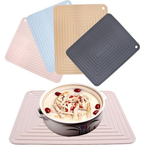 Silicone Drain Mats Rugs Rectangle Drying Dishes Pads Heat Resistant Slip-Proof Tray Folding Soft Tableware Kitchen Accessories