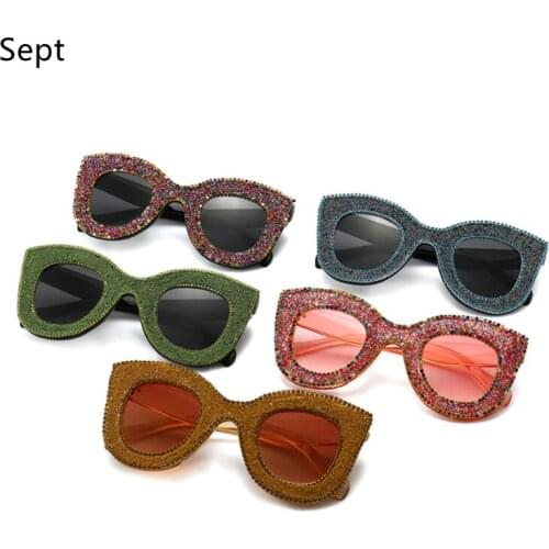 2021 Luxury Brand Eyewear Oversized Cat Eye Sunglasses Women Diamond Sunglasses Rhinestone Glitter Sunglasses Men UV400