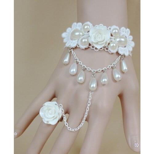 Bridal Gloves Cheap Appliques Lace Crystal Womens Wrist Band Ring One Hand Jewelry Wedding Gloves Wedding Accessories In Stock
