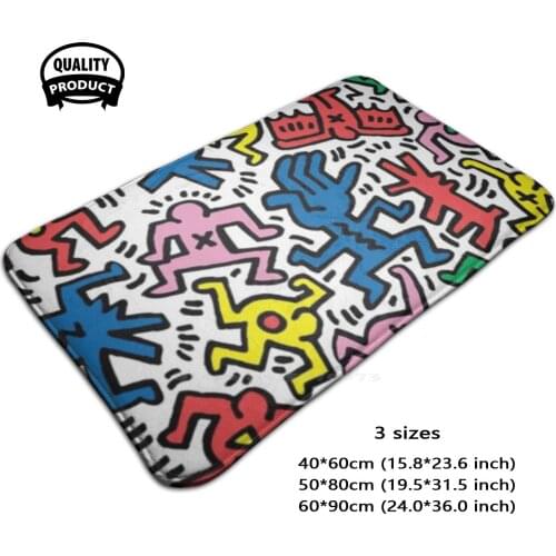 Cloth Face 3D Soft Non-Slip Mat Rug Carpet Foot Pad Keith Paints Love Skateboarding Colorful Cute Happy Q 80S Artist Color Cute