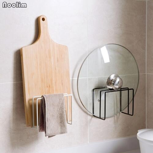 NOOLIM Iron Cutting Board Holder Kitchen Lid Rack Storage Pot Drainer Kitchenware Towel Rag Stand Shelves Kitchen Organizer