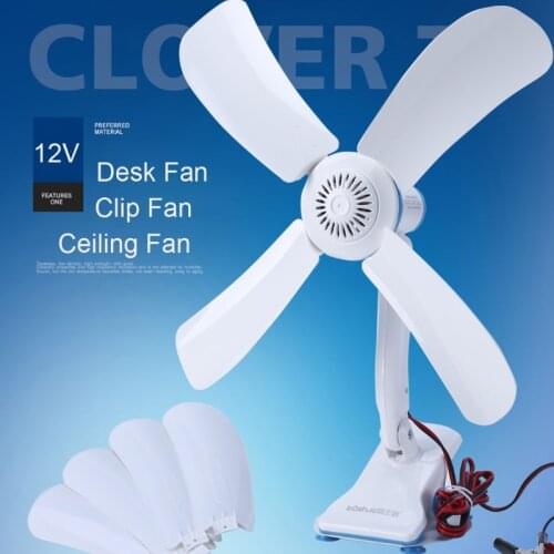 16.5inch 12V Ceiling Fan Quiet Clip Fan Desk Fan for Camping Tent Car Van SUV