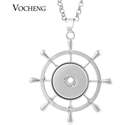 Vocheng Snap Button Charms Rudder Pendant Necklace Fit 18mm with Stainless Steel Chain NN-406