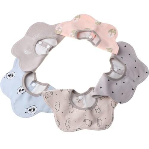 5pcs/set Newborn Baby Pure Cotton Waterproof Flower Bibs 360 Degree Rotating Saliva Towel Infants Feeding Burp Cloths