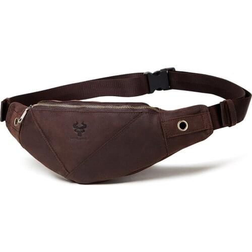 High Quality Leather Trendy Unique Chest Bag Mens Messenger Bag Top Layer Cowhide Retro Mens Bag birthday gift