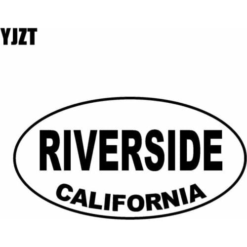 YJZT 15CM*7.9CM RIVERSIDE CALIFORNIA Oval Car Sticker Vinyl Decal Black Silver C10-01482
