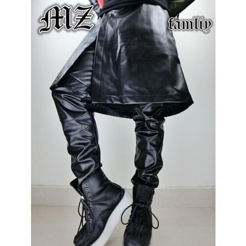 27-44 2020 Original Design Fashion Faux Two Piece Leather Skirt Culottes Pants Strousers Custumes Clothing