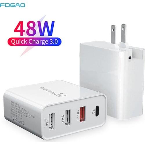 36W PD Charger Dual USB QC 3.0 Adapter Fast Charging Type C Phone Quick Charge 3.0 For iPhone 12 11 XS XR X Travel Wall Charger