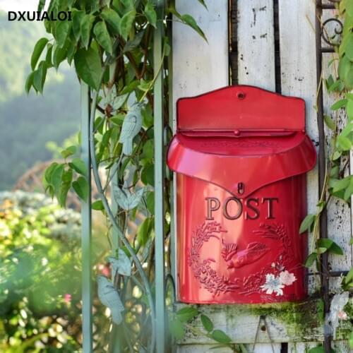 European style iron retro mailbox, sealed suggestion box, newspaper box, wedding garden decor mail box for home