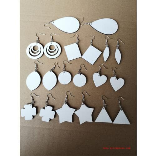 Sublimation mdf dangle earrings for woman round mdf drop earring hot transfer printing blank jewelry consumables 20pair/lot