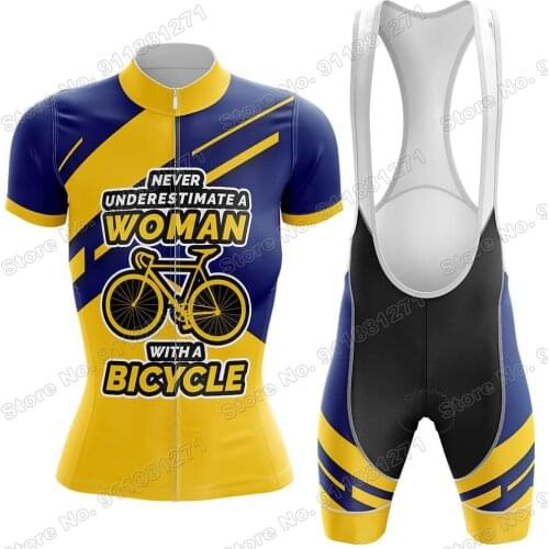 Suit Woman V2 2021 Cycling Jersey yellow Set Summer Cycling Clothing Road Bike Shirts Bicycle Bib Shorts MTB Maillot Ciclismo