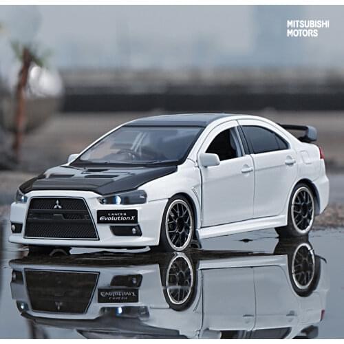 1:32 High Simulation Mitsubishi Wing God EVO Open Door With Sound and Light Alloy Toy Car Model Ornaments For Children Gifts