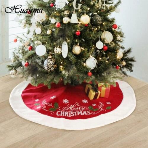 1Pcs 120cm White+Red Plush Christmas Tree Skirts Fur Carpet Merry Christmas Decoration for Home Tree Skirts New Year Decoration