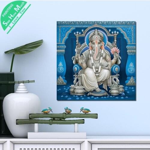1 Piece Blue Lord Vishnu God Wood HD Printed Canvas Wall Art Posters and Prints Poster Painting Framed Artwork Room Decoration
