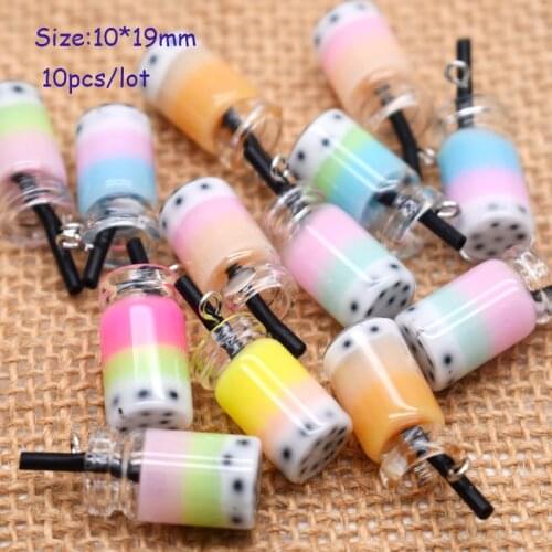 10pcs Charms Sweet Multicolor Pearl Milk Tea Pendants Crafts DIY Making Findings Handmade Jewelry for Earrings Necklace For Gift