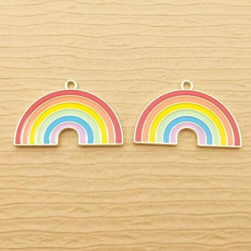 10pcs 20x31mm enamel rainbow charm for jewelry making and crafting earring pendant fashion charm bracelet charm