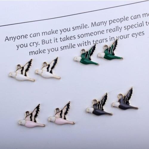 100PCS Color White Green Pink Pigeons Pendant Enamel Charms DIY Accessories For Handmade Fashion Necklace,Keychains Earrings