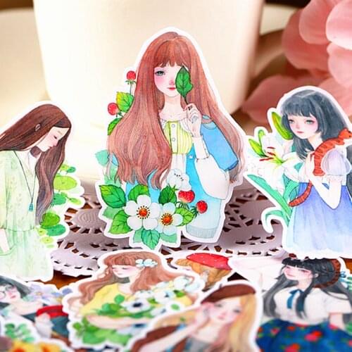 15pcs Creative Cute Self-made Mori girl / season girl Scrapbooking Stickers /Decorative Sticker /DIY Craft Photo Albums