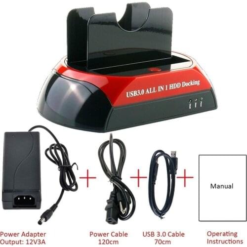 2.5 " 3.5" IDE SATA USB 3.0 Dock HUB Dual HDD Hard Drive Disk Docking Station Base Support Hard Disk DRIVE EU US UK AU Plug