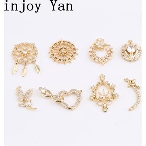 2pcs kc Gold Plated with Crystal Trendy Zircon Charms Pendants High Quality Diy Necklace Jewelry Accessories