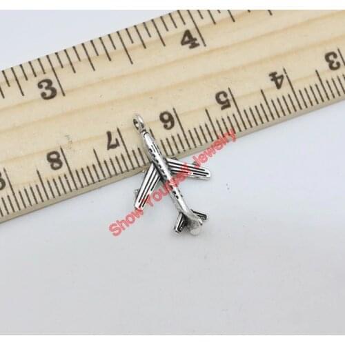 20pcs Vintage Tibetan Silver Tone Plated Plane Charms Beads Pendants for Jewelry Making DIY Handmade 23x15mm D106