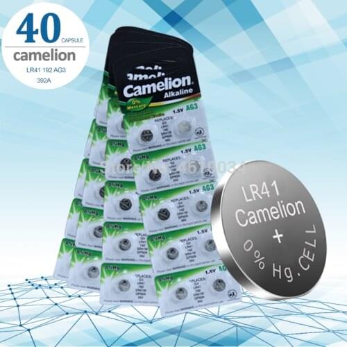 40Pcs Camelion 192 Original 1.5V 0%Hg Button Cell Batteries LR41 192 SR41 AG3 G3A L736 192 392A For calculator toy smart watch