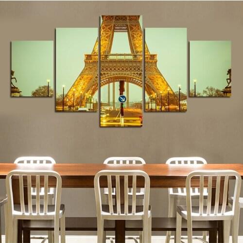 5 Panels Mordern Golden Tower Painting Canvas Print Wall Art Picture Decor Wall Pictures Wall Sticker For Living Room