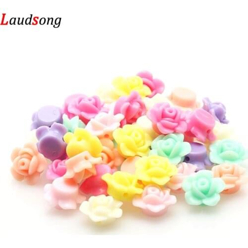 50pcs 12mm Mixed Color Acrylic Flower Beads Charms Loose Spacer Acrylic Beads For Jewelry Making Handmade Bracelet Diy
