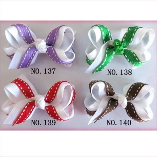 60 BLESSING Good Girl Boutique 2.75" Two Layer ABC Bow Clip 260 No. Wholesale