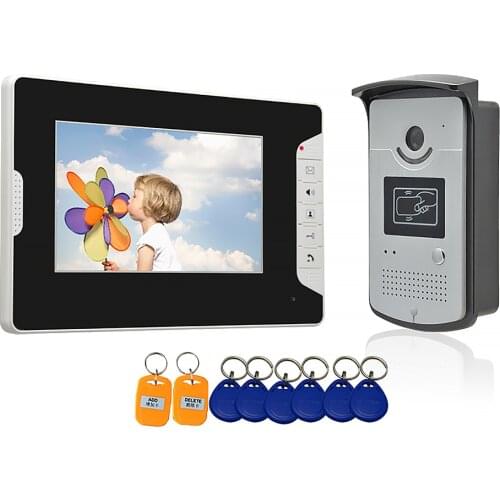 7 inch Video Intercom System with ID Card Video Door Phone Doorbell IR Night Vision Camera Support Access Control Unlock