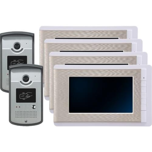 7 Inch Wired Video Door Phone With 2 Outdoor Camera and 3 Indoor Monitor