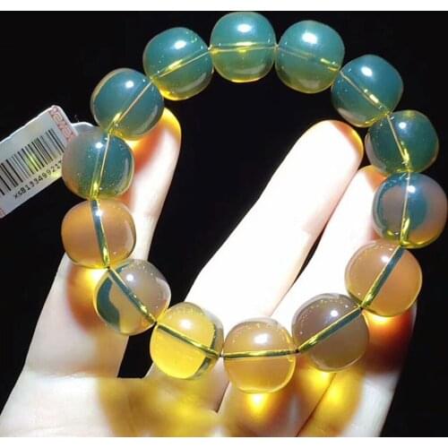 3A BLUE Mexico Amber pillar 7/8/9/10/16mm bracelet 7.5inch FPPJ nature beads