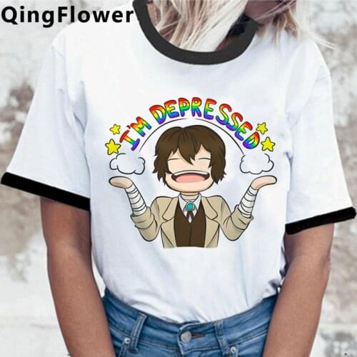 Bungou Stray Dogs summer top top tees female white t shirt plus size aesthetic vintage ulzzang t shirt vintage