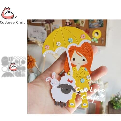 Catlove Girl with umbrella Easter Metal Cutting Dies Scrapbooking Stencil Die Cuts Card Making Craft Embossing New Dies For 2020