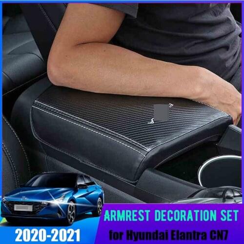 For modern Elantra Avante CN7 2020 2021 armrest box cover interior leather modification central armrest box anti-dirty