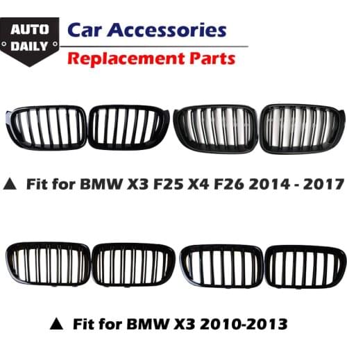 Black Kidney Grille Front Bumper Racing Grill Fit For BMW X3 F25 2010-2013 2014-2017 , X4 F26 2014-2017, Car Accessories
