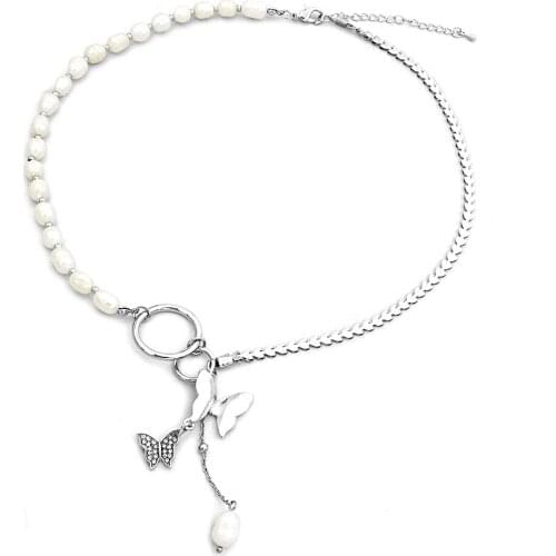 Natural Freshwater Pearl Beads Choker Special Design Baroque pearl Butterfly Cool Girl Jewelry Gift Women Wholesale 2021 trend