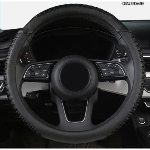 CUWEUSANG Leather Car Steering Wheel Cover For Mitsubishi ASX Outlander Lancer Pajero L200 Mirage Triton Attrage