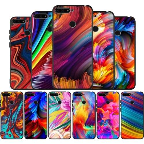 Color Painting Paint Pigment black Silicone Phone Case For Huawei honor 30 8 8X 9 10 10 Lite 20 Mate 10 20 30 Lite Pro cover