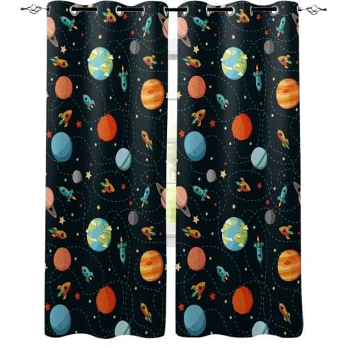 Vast Universe Planet Windows Curtains For Living Room Bedroom Decorative Kitchen Curtains Drapes Treatments