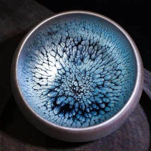 Jianyang built light blue oil droplets partridge spot building light rail tire cup tea cups of ceramic tea set, master
