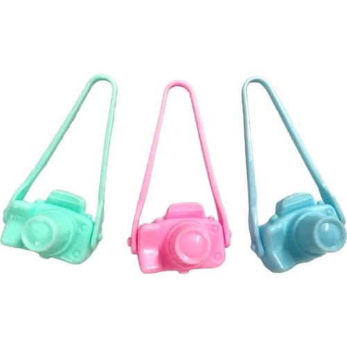 NK 3 Pcs Newest Fashion Doll Accessories Color Plastic Camera DIY Camera Suitable For Barbie Doll Child Toys Best Birthday Gifts