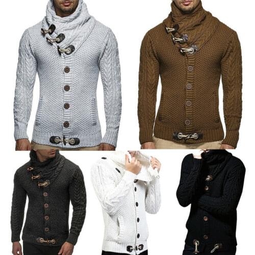 New Mens Autumn Thick Turtleneck Hoody Sweater Cardigan jumper Outer New Jacket