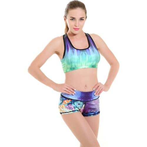 New S M L Size Blue Sea Fish Cute Sport Running Jogging Shorts Women Sport Yoga Shorts Batterfly Printing