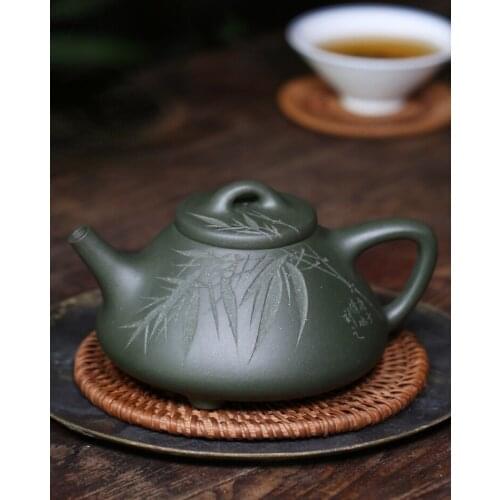 Single pot of ore smelting chlorite son gourd ladle Zhu Qianbing all hand carved stone products in the teapot