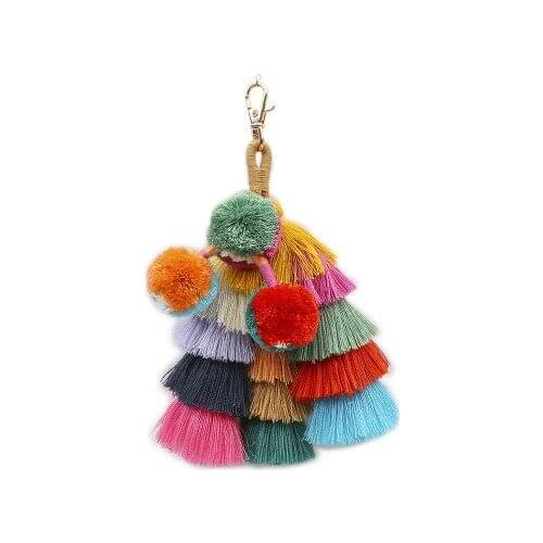 Wholesale Tassel Keychain For Women Girls Bohemian Fashion Pom Pom Tassel evening girl party decoration for handbags purse bags