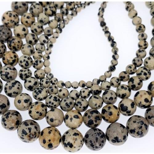 Wholesale Natural Stone Beads Dalmatian Jaspers Dot Round Loose Spacer Beads 4mm 6mm 8mm 10mm 12mm Beads for Jewelry Making DIY