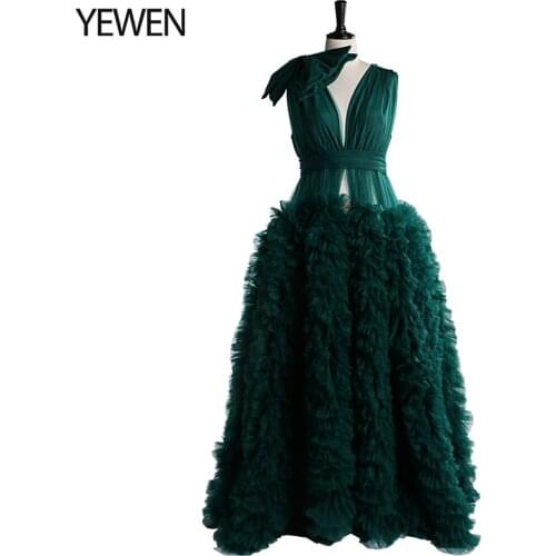 Open Front Tulle Ruffles Maternity Dress 2021 Elegant Elastic Waist Photography Dress Gown for Pregnant Woman Plus Size YEWEN