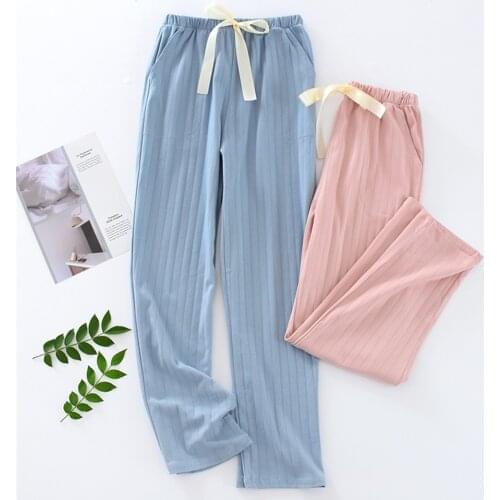 Pajama Pants Women Long Cotton Trousers Solid Japan Style Sleep Bottoms Elastic Comfort 2021 Spring And Autumn Home Pijama Pants